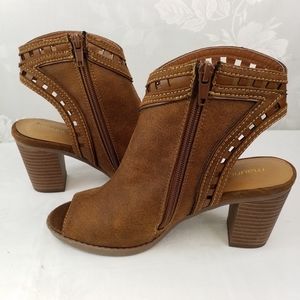 Maurices brown open toes and heels inside zip heels 6